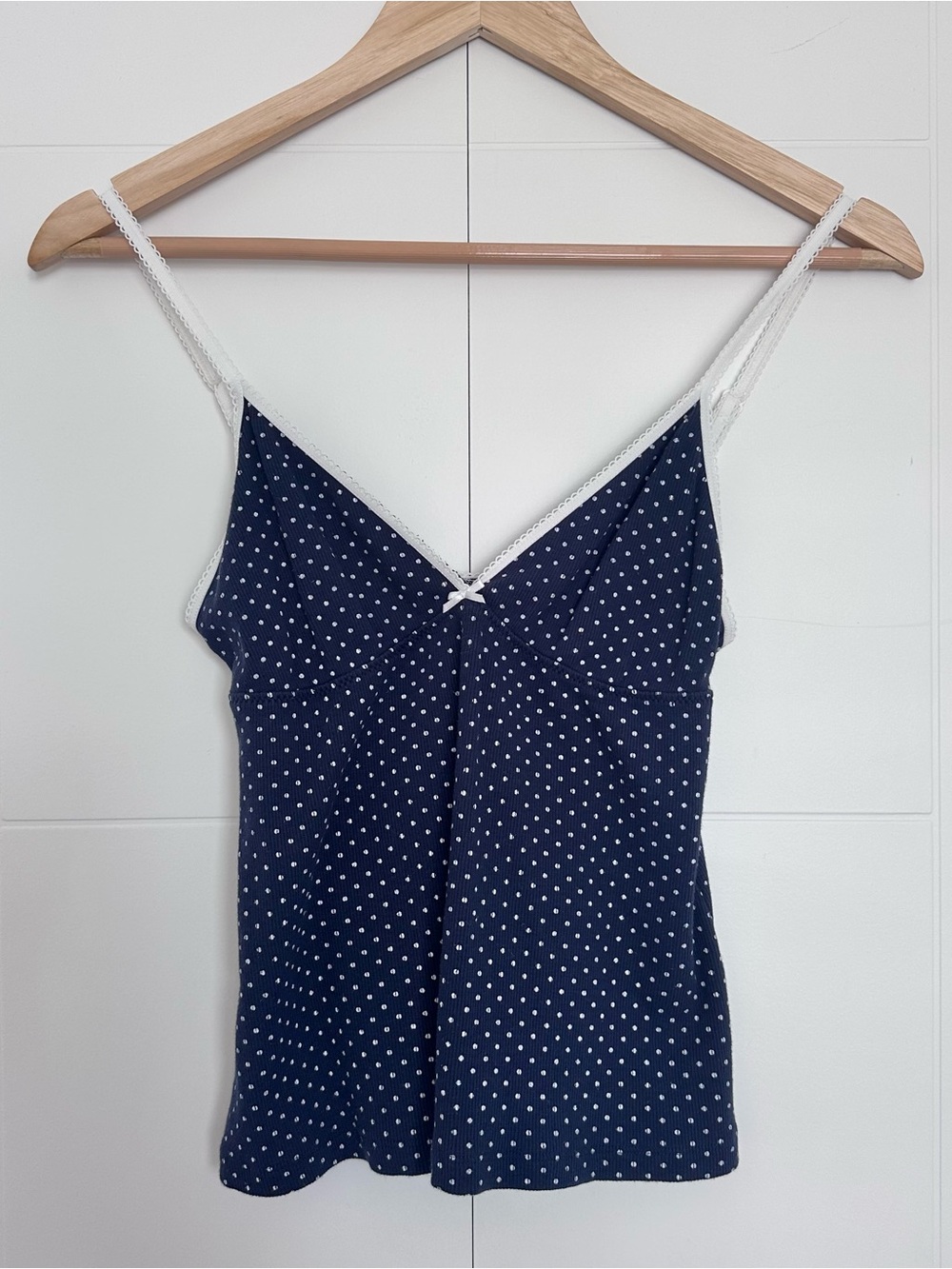 Brandy Melville Navy Polkadot Babydoll Top